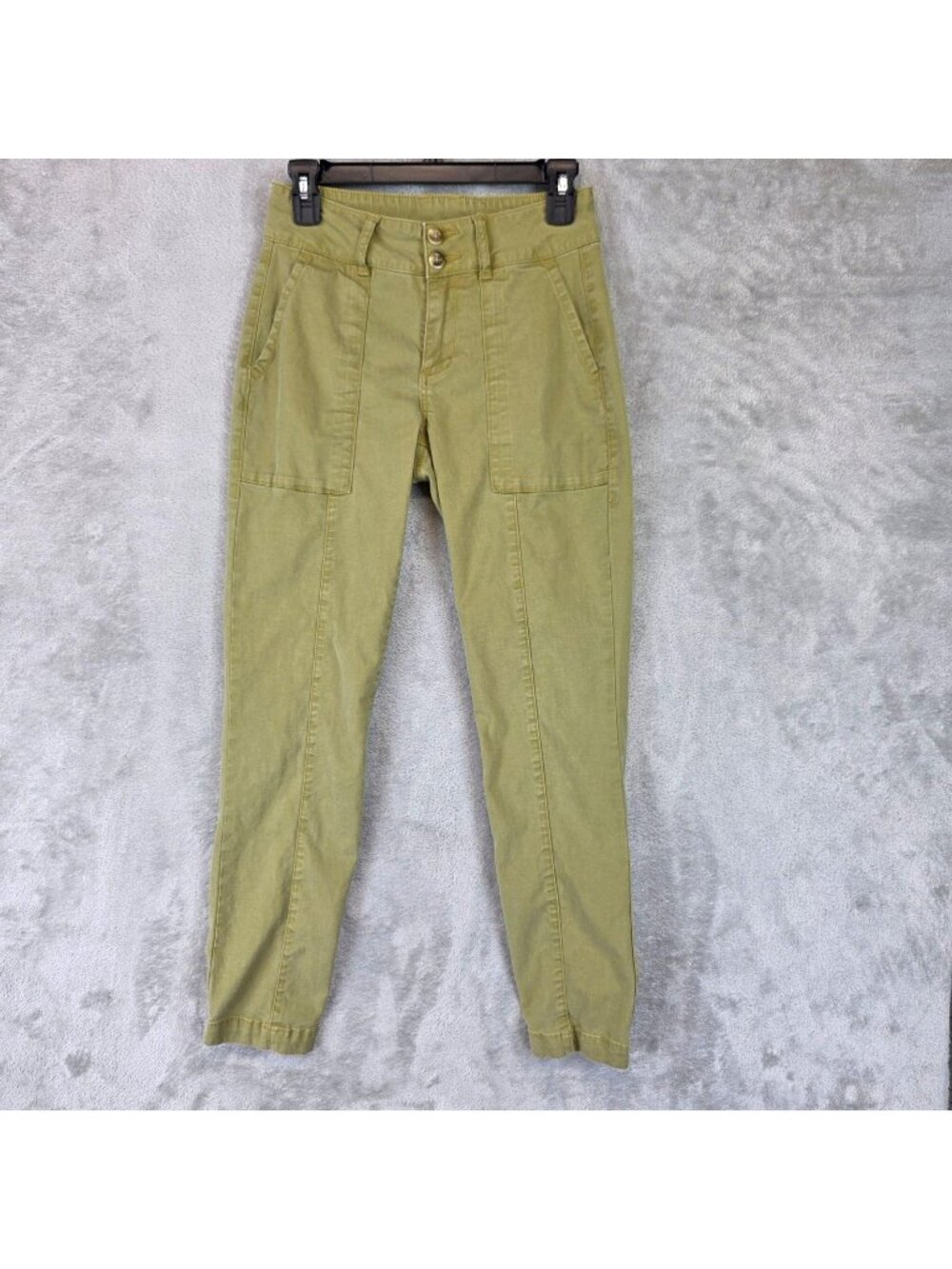 CAbi Jogger Pants Womens 2 Green Twill Tapered Elastic Cuff Stretch Pockets